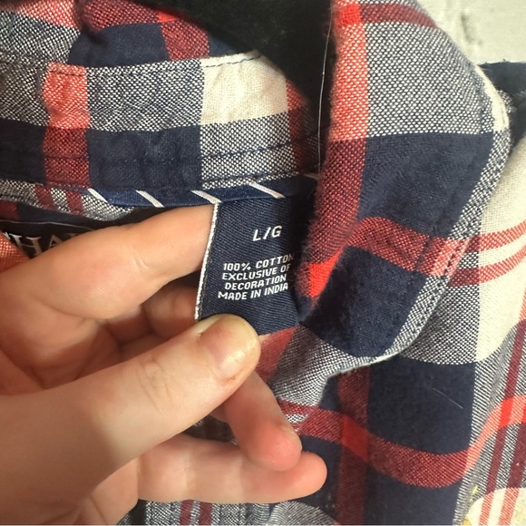 Chaps Men's Red and Blue Plaid Shirt - Picture 3 of 4